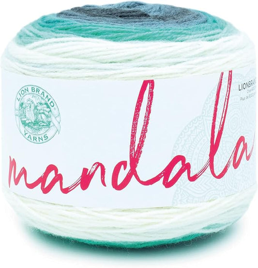 Lion Brand Yarn, Mandala DK Lightweight Yarn for Knitting, Crochet, and Crafts, Genie, 1 Pack, Self-Striping Acrylic Fiber for Baby Blankets, Multicolor Shawls and Variegated Cardigans