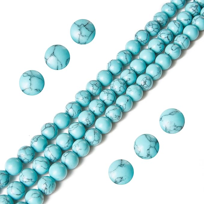 100pcs 8mm blue turquoise beads natural gemstone beads round loose beads for jewelry making