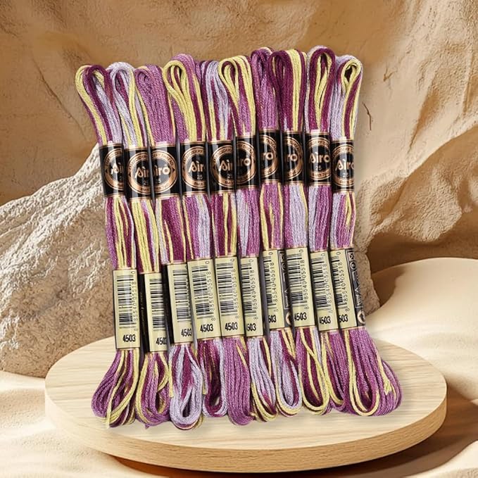 6 Strands Purple Variegated Embroidery Floss Gradient Color Cross Stitch Threads Friendship Bracelet String Polyester Threads Bulk for Jewelry Making Sewing Bracelet Knitting Stitching Craft