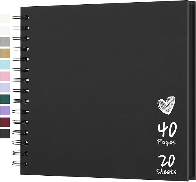Scrapbook 8x8 Inch DIY Scrapbook Album Hardcover Kraft Paper Scrap Book Photo Albums 40 Pages Perfect for 4x6 / 5x7 Photos Memory Book for Family, Wedding