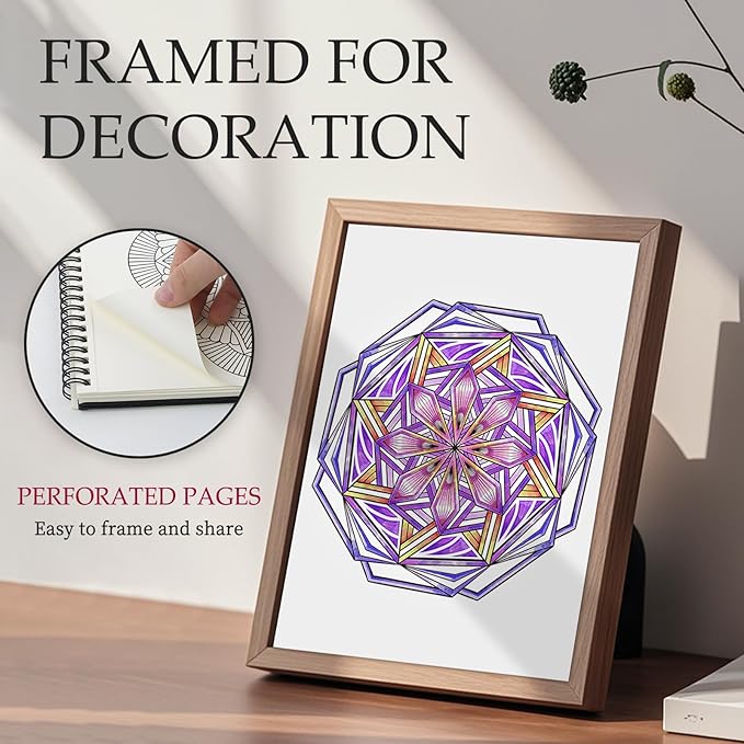 Mandala Coloring Book for Adults: 50 Relaxing Patterns with Spiral Bound Hardcover & 36 Dual-Tip Markers - Mindfulness Arts and Crafts Gift for Women