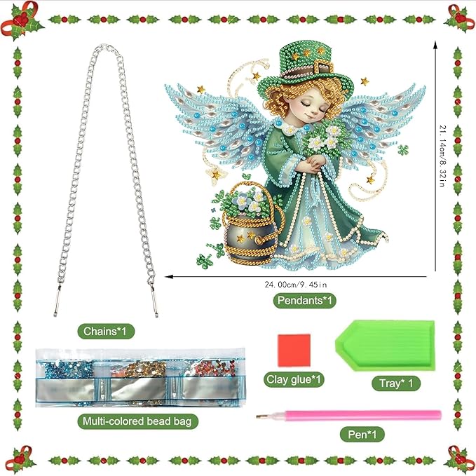 BAWKENTON St.Patricks Day Hanging Diamonds Art kit for Adult, DIY Diamonds Painting Art Kit, 9.45x8.32in Acrylic Diamonds Painting Board Kit Ornament, Special Crystal Diamond Hanging Ornament