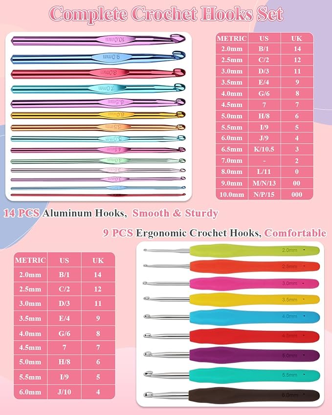 Aeelike Crochet Kit for Beginners Adults, Complete Yarn Kit Including 1093 Yards Crochet Yarns, Crochet Hooks Set, Detailed Instructions, Learn to Crochet Kits for Beginners Professionals