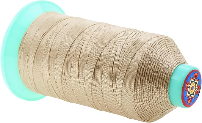 Mandala Crafts Size 207 630D T210 Bonded Nylon Thread - Cream 800 YDs Tex 210 Heavy Duty Sewing Threads for Leather, Jeans, Weaving, Outdoor Marine Upholstery