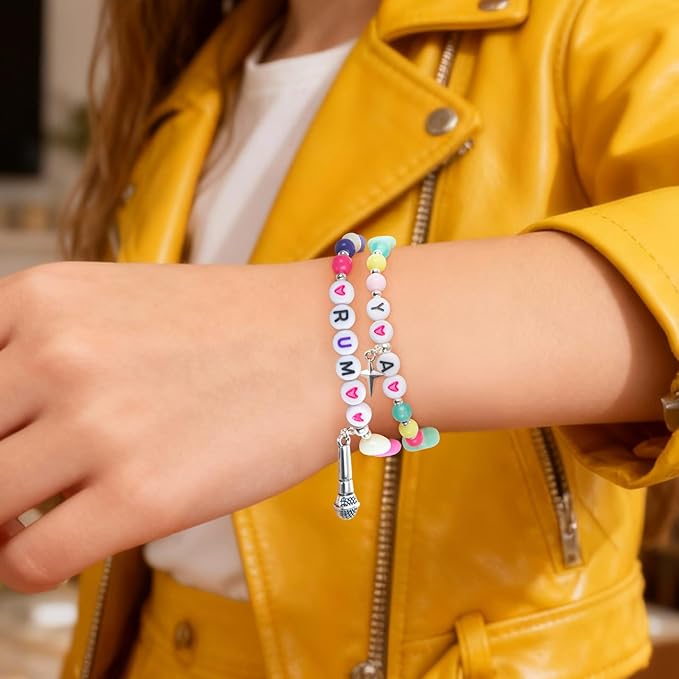 foci cozi DIY Kpop Beads for Bracelets Making Kit,Fans Friendship Bracelet Jewelry Making Kit,Rubber Band Charm Bracelet Making Kit