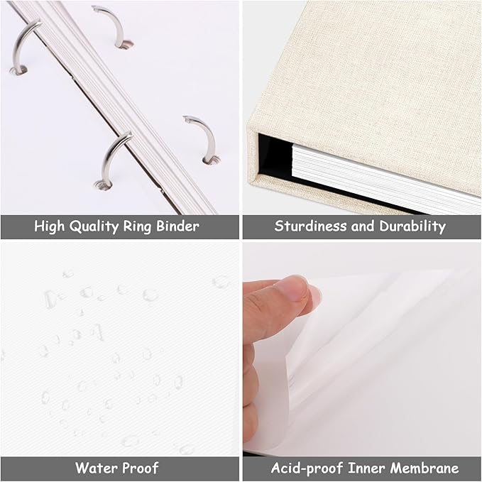 Zesthouse 18 In Photo Album Self Adhesive with Picture Display Window, 3-Ring Scrapbook Albums 60 Pages Holds 10x12 8x10 5x7 4x6 Photos, DIY Photo Book Ideal Gift for Family Wedding Baby