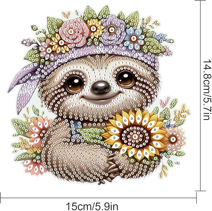 Tontut Diamond Art Painting Kits Hanging Decoration, 5D Sloth Sunflower Diamond Art Painting, DIY Special Shape Diamond Craft Wall Garden Decoration, Gifts