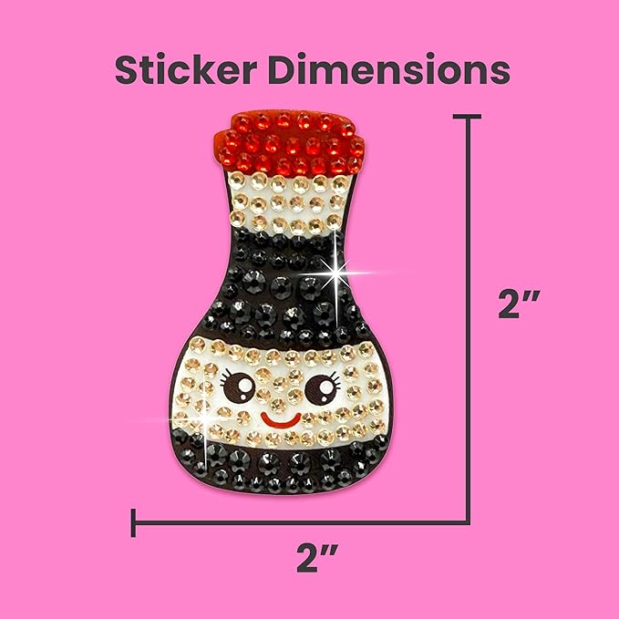 stickerbeans® rhinestone stickers - savory & sushi 4-pack, 2” x 2” each, unique sparkly cut-to-shape for collecting, trading, decorating laptops, phone cases, scrapbooks, for kids, teens, & adults