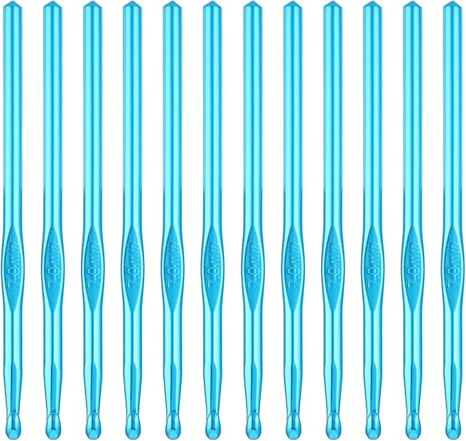 7mm Crochet Hook 12 PCS Large Crochet Hooks Aluminum Bulk Knitting Needle for DIY Craft Yarn Weave Beginners Women Adults