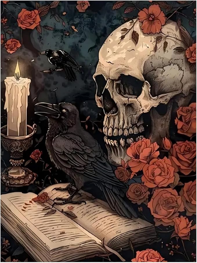 Paint by Numbers Kit for Adults, Skull Paint by Numbers Kit for Adults Beginners, DIY Acrylic Painting on Canvas for Home Wall Art Decor(16x20Inch