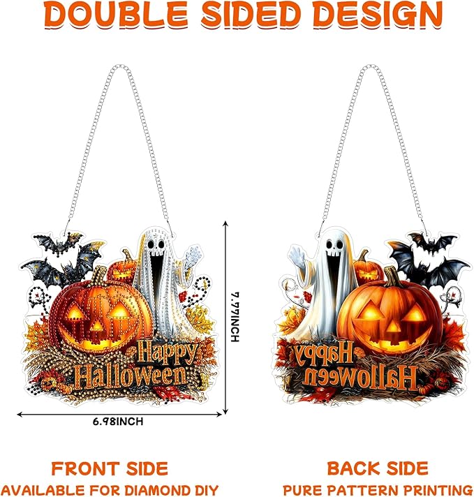 Tumwisk Diamond Art Kits, Halloween Crafts for Adults, Fall Diamond Art, Halloween Home Decor Indoor Doors Garden Windows Horror Funny Hanging Decor Gifts