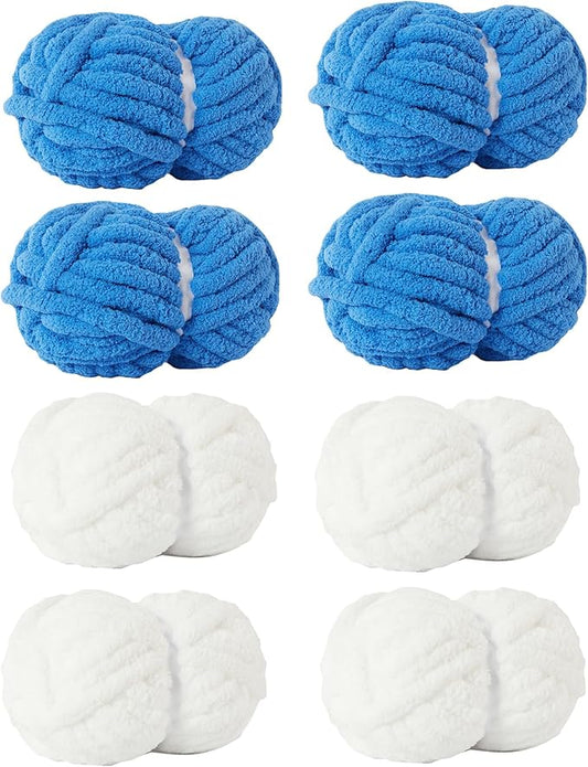 Assorted Chunky Yarn for Hand Knitting,Soft Jumbo Bulky Fluffy Chenille Yarn for Crocheting,Blanket Scarf DIY,8 Pack(28yds, 8 Ounces Each)
