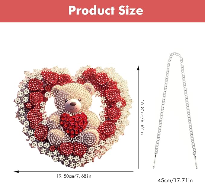 Miwixy Valentine Hanging Diamond Art Kits for Adults,Rose Bear Special Shaped Crystal Christmas Diamond Painting Ornament Kit DIY Double-Sided Pattern Window Pendant Gem Art Kit for Home Wall Decor