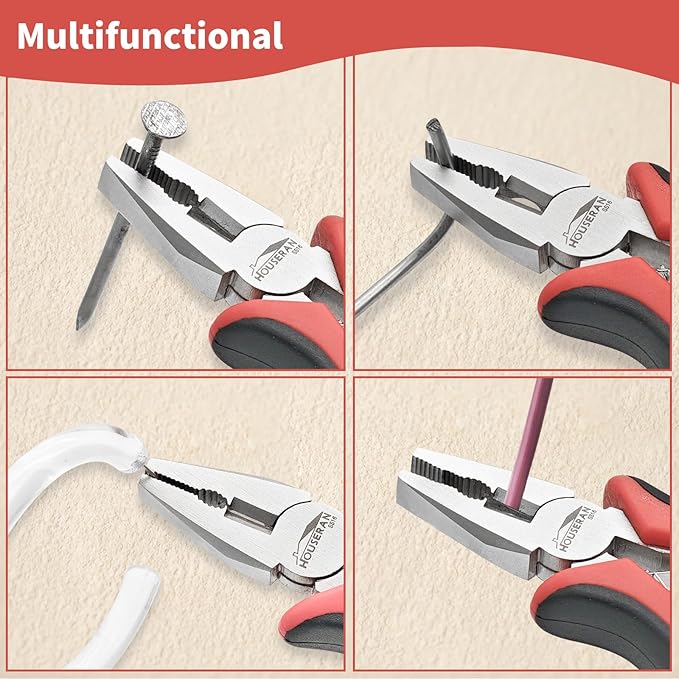 houseran mini linemans pliers 5"-5 pack combination plier with side cutter, lineman pliers electrical for jewelry making, diy, craft, model