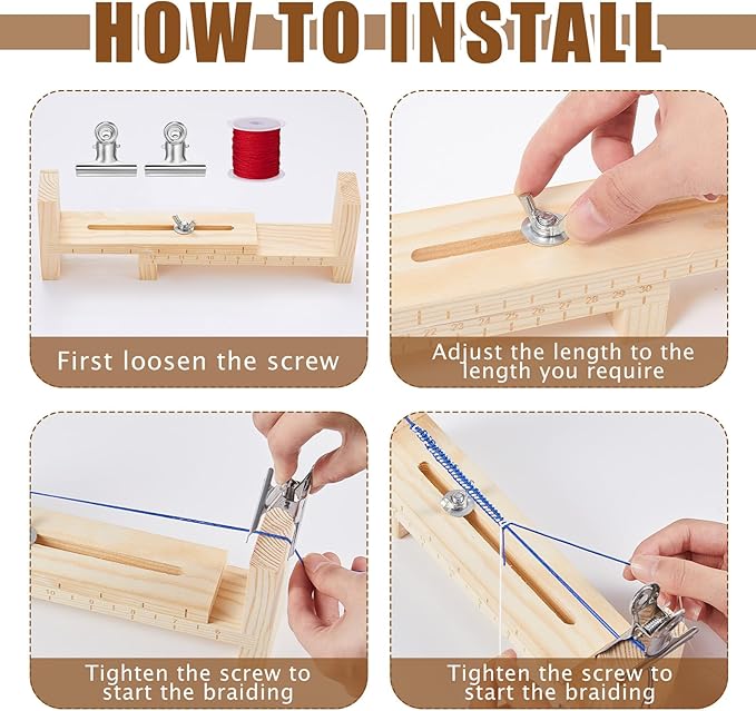Burbell 13 Pcs Wooden Bracelet Jig Kit Adjustable Clear Scale Bracelet Maker 10 Roll 22 yd DIY Nylon String 2 Pcs Clamp Making Tools for Necklaces Car Hangings