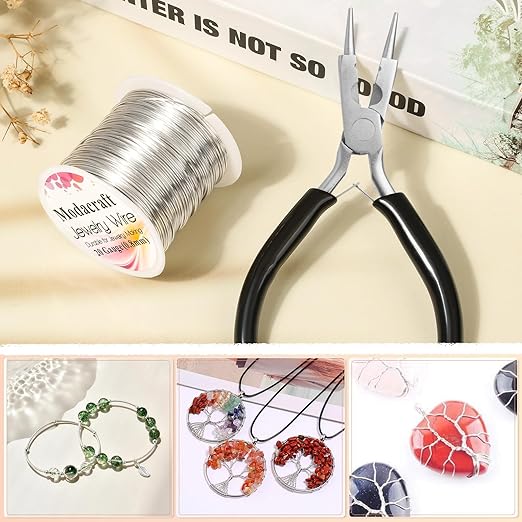 20 Gauge Silver Jewelry Making Wire with 4 in 1 Plier modacraft 82FT Craft Wire 0.8mm Tarnish Resistant Copper Wire Beading Wire for Jewelry Making Supplies and Crafting
