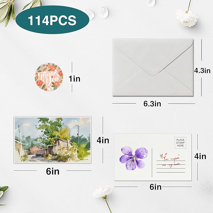 50 Blank Watercolor Cards with Envelopes 4"x6", 20 Watercolor Postcards 4"x6" 140lb/300gsm 100% Cotton Water color Acid-Free Paintable DIY Greeting Card Set