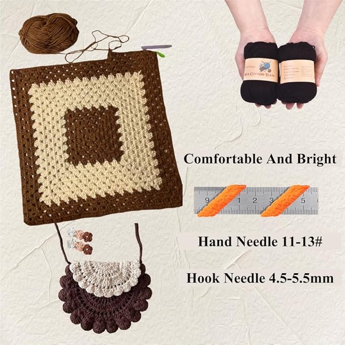 Acrylic Coffee Yarn for Crocheting - Brown Hand Knitting Thread - Coffee Weaving DIY Bulk Yarns - 10Balls 17.6 Ounces Large for Beginners