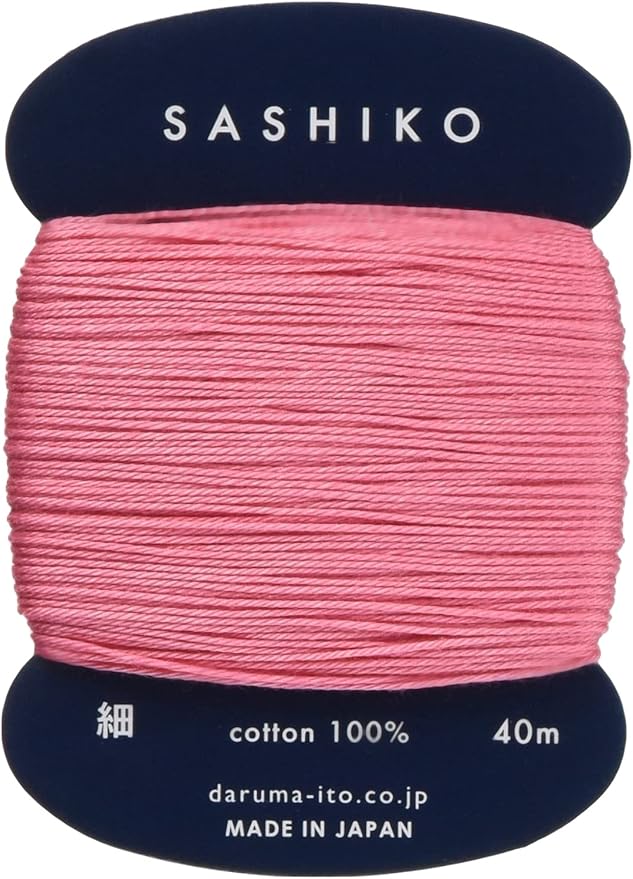Yokota Daruma Sashiko Thread Single and Variegated Color (Japanese Apricot Rose Pink, Thin 40M Card)