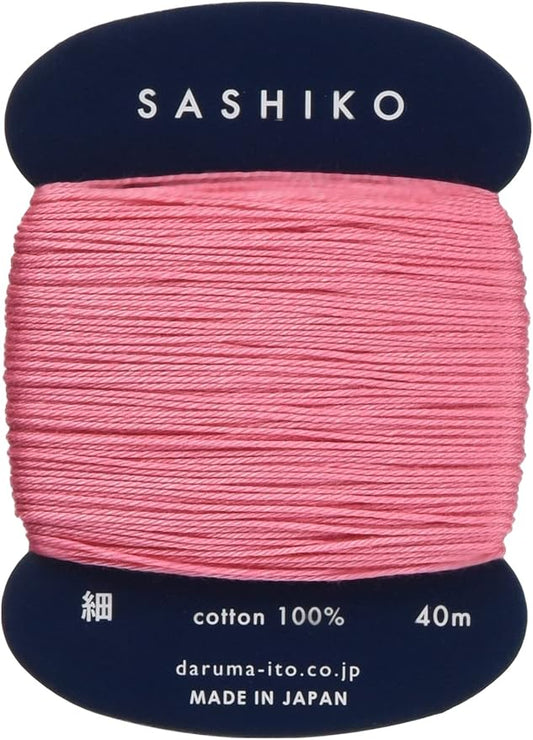 Yokota Daruma Sashiko Thread Single and Variegated Color (Japanese Apricot Rose Pink, Thin 40M Card)