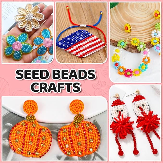 IOOLEEM 10000+pcs 3mm Glass Seed Beads Kit for Jewelry Making and Bracelets