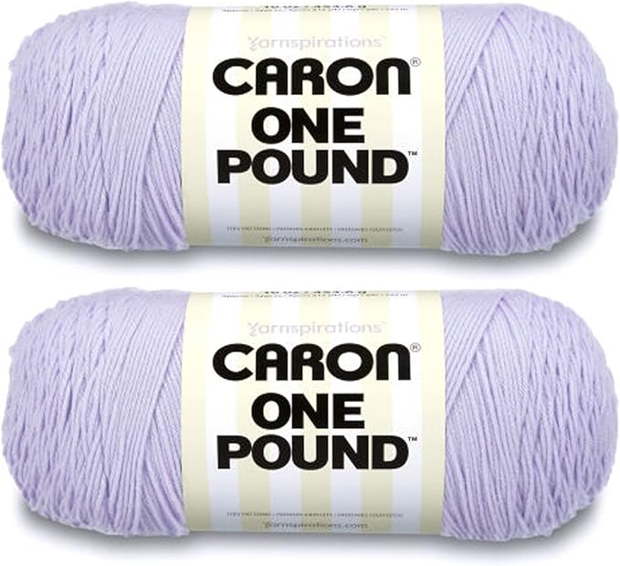 Caron One Pound Lilac Yarn - 2 Pack of 454g/16oz - Acrylic - 4 Medium (Worsted) - 812 Yards - Knitting/Crochet