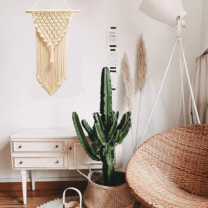 rqwzbchx diy macrame wall hanging kits, 3 patterns macrame diy wall hangers for beginners, home decor with 200 meters macrame cord, 3 pcs wooden dowels and instruction booklet for macrame starters