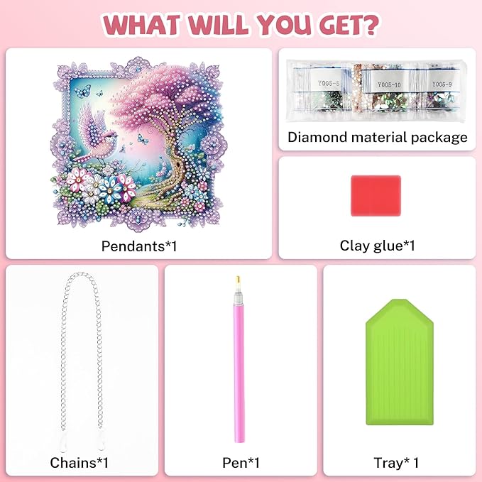 Bowetile Birds Diamond Art Hanging Kits for Adults, Diamond Art Suncatchers Forest, 5D Special Shape Diamond Painting Flowers Pendant Window Ornament Gifts for Home Wall Door Garden Decor