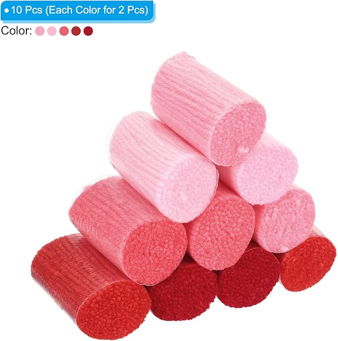 PATIKIL 10 Rolls Latch Hook Yarn, Latch Hook Kit Yarn Precut Hook Rugs Yarn Crochet Colorful for Latch Hook Rug Adults Beginners, Red Tone
