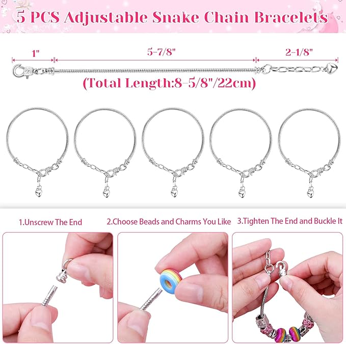 Acejoz 85 Pcs Charm Bracelet Making Kit, DIY Charm Bracelets Beads for Adults and Beginner Jewelry Making Kit