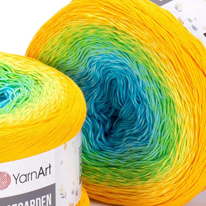 Yarn Art Flowers Rosegarden 100% Cotton 250gr 8.80 oz 1094yds Multicolor Cotton Yarn Rainbow Crochet Yarn Spring Summer (310)