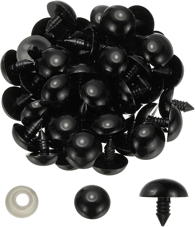 PATIKIL 20mm Black Safety Eyes, 100 Set Plastic Craft Eyes with Washers, All Ages, False