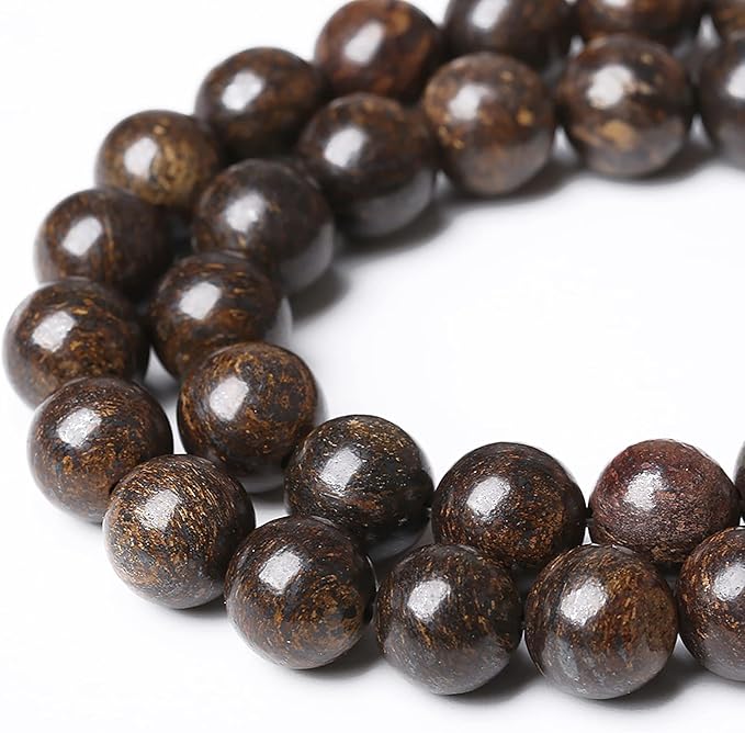 90pcs 8mm Natural Stone Beads Brown Bronzite Gemstone Round Loose Beads for Jewelry Making DIY Bracelet Necklace 32" 2 Strands