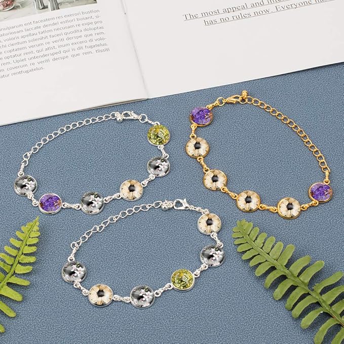 PH PandaHall 10pcs Adjustable Bracelet Chain, 12mm Bracelet Bezel Settings for Jewelry Making with 6 Tray Blank, 60pcs 12mm Clear Glass Cabochons for DIY Bracelets Making, Silver & Golden