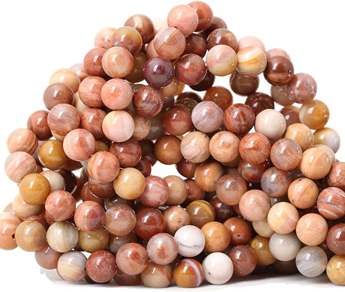 cheavian 45pcs 8mm natural petrified wood jade round loose beads for jewelry making diy bracelet necklace materials 1 strand 15"