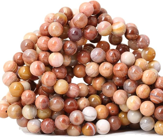 cheavian 45pcs 8mm natural petrified wood jade round loose beads for jewelry making diy bracelet necklace materials 1 strand 15"