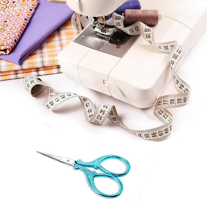 Embroidery Scissors 3.6Inch Crafting Scissors with Leather Cover Stainless Steel Sharp Tip Shears for Needlework DIY Craft Thread Cutting Artwork Cross Stitch