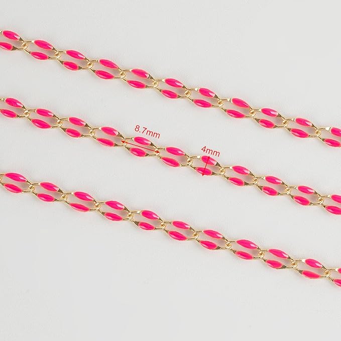 2 Meters Jewelry Chains for Jewelry Making, Enamel Cable Rolo Chain Spool with Jump Rings and Lobster Clasps