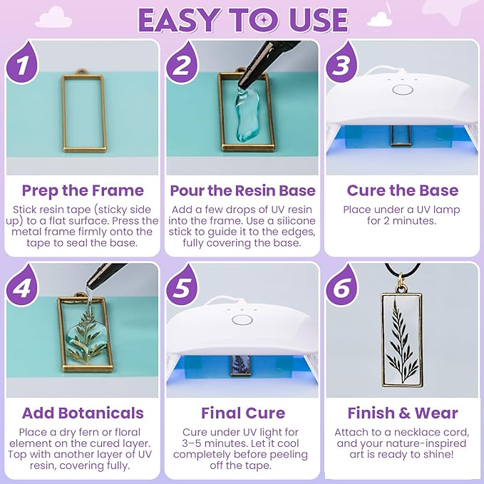 LET'S RESIN UV Resin Jewelry Making Kit - 153Pcs Crystal Clear 250g UV Resin Kit with Light, UV Resin Molds, Resin Starter Kit for Beginners, Keychain&Earring Making, Craft Decor