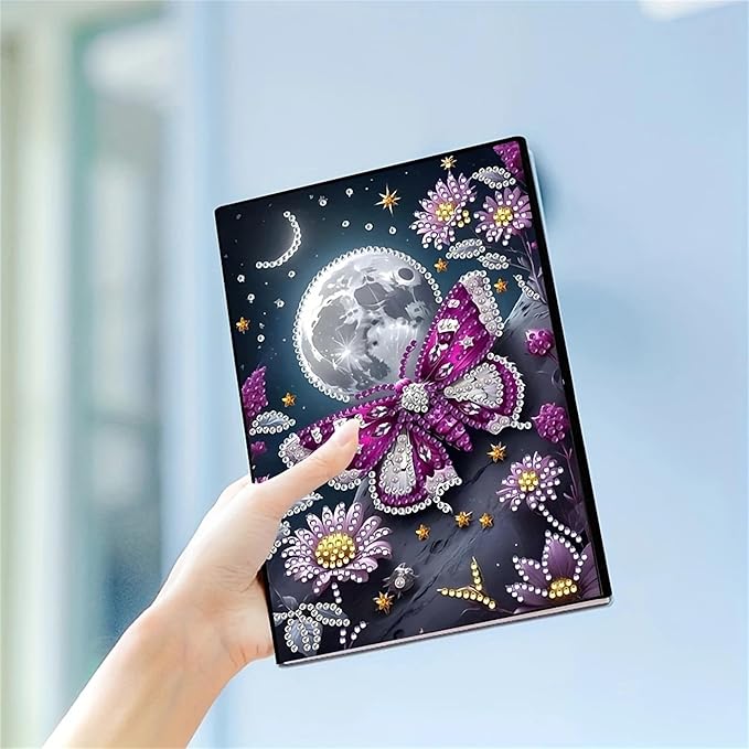 Butterfly Diamonds Painting Notebook for Adults, A5 Diamond Art Journal and DIY Sketchbook, Diamond Art Kit Supplies,Gift for Beginners, Craft Lovers, Artists. (Butterfly)