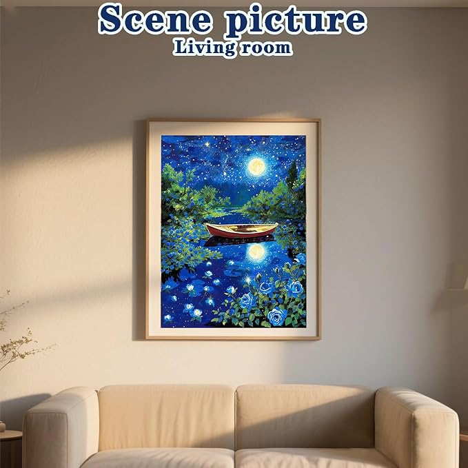 DOTZSO Landscape Diamond Painting Kits for Adults, Easy DIY 5D Round Full Drill Diamond Art kit Diamond Dot Crystal Gem Art and Craft for Beginners Home Wall Decor 12x16 Inches