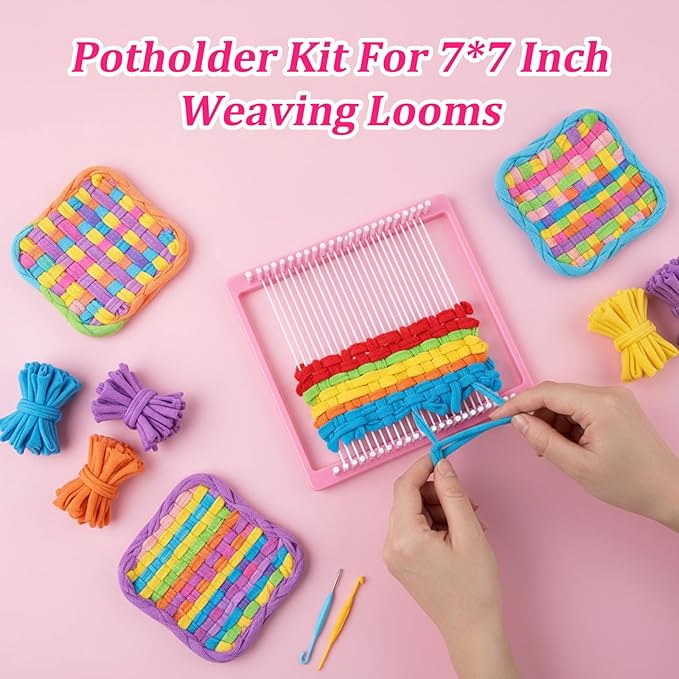 Kifmurase 1000 Pcs Refill Loops for 7 Inch Weaving Loom, 10 Colors Loom Loops for Potholder Making, Elastic Weaving Loop Craft Flexible Loom DIY Kit Craft Bands for Adults DIY Projects Gifts