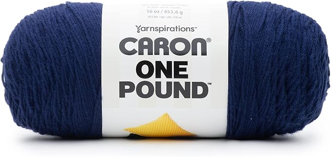 Caron One Pound Midnight Blue Yarn - 2 Pack of 454g/16oz - Acrylic - 4 Medium (Worsted) - 812 Yards - Knitting/Crochet