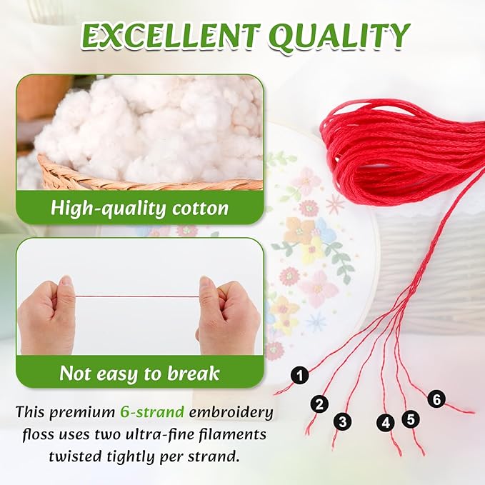 LOVIMAG Embroidery Thread Floss 180p Colors Skeins Friendship Bracelet String Making Bracelets Cross Stitch Kit Supplies Thin Yarn Sewing Patterns Strings Cotton Crochet Braces Wrap Rainbow Crafts