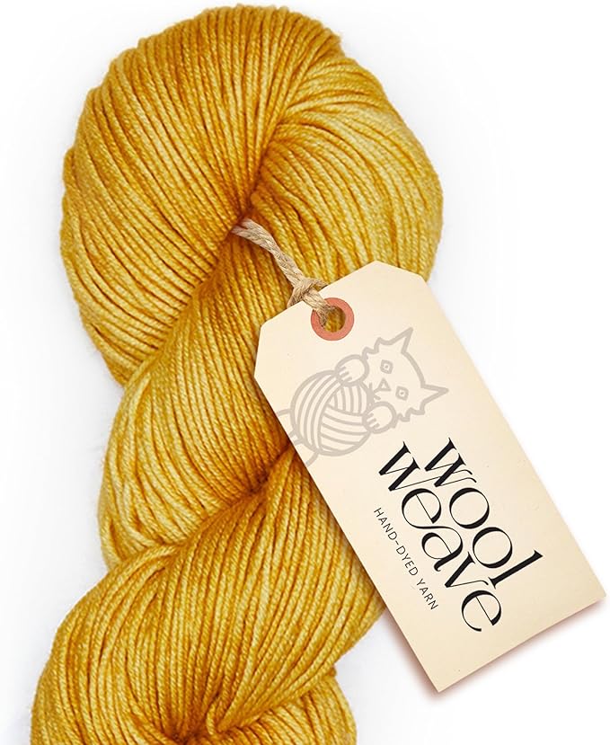 Superwash Merino Wool Yarn for Knitting & Crocheting - Premium Hand Dyed Yarns, 100gr, 240 Yards, Dk Weight - Luxurious & Soft Golden Yellow Yarn