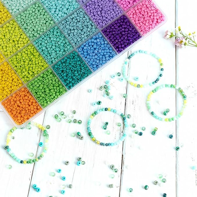 Macaron Color 3mm Seed Beads, 5200Pcs Glass Seed Beads Kit with Storage Box for DIY Necklace Bracelet Crafts