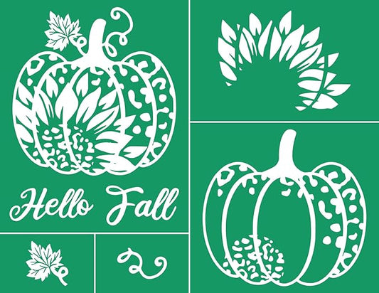 DGAGA Pumkin Silk Screen Stencils Reusable Self Adhesive Chalk Mesh Stencils Autumn Silkscreen Transfers for Painting on Wood,Craft,DIY Farmhouse Signs Screenprinting Starter Kit for Chalk Paste