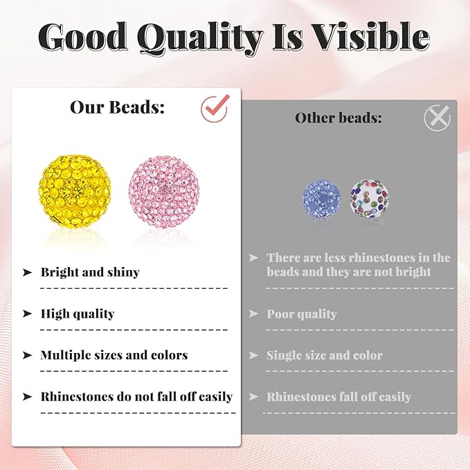 182 Pcs Beads for Pens, Beadable Pen Beads, 12/16/20mm Rhinestone Bead with Spacer Bead for Bracelet Necklace Earring Jewelry Pen Making