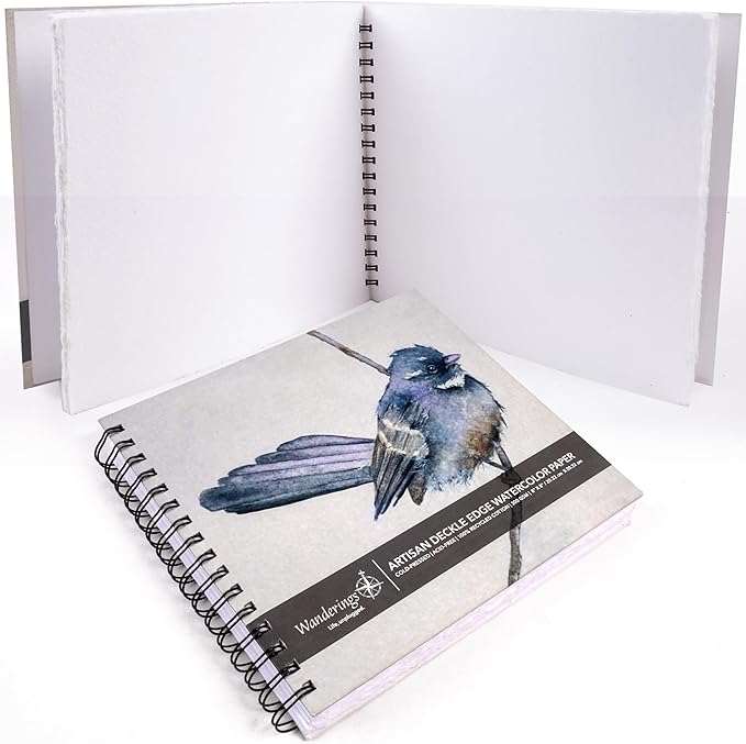Wanderings Tear Out Watercolor Journal - 8"x8" - Premium Art Journal with Handmade Deckle Edge Paper Featuring 350 GSM Cold Press Paper for Scrapbook, Watercolor Album, Sketchbook, Drawing Pad