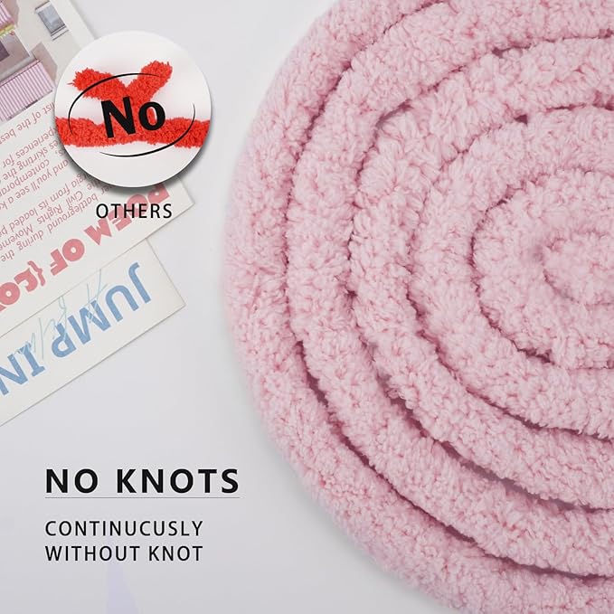 Chunky Yarn for Hand Knitting, Chunky Chenille Blanket Yarn for Crocheting, Bulky Soft Fluffy Chenille for Blanket Project, 8 Pack of 8oz/25yds, Dusty Pink
